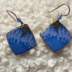 Elegant Blue and Gold Square Earrings